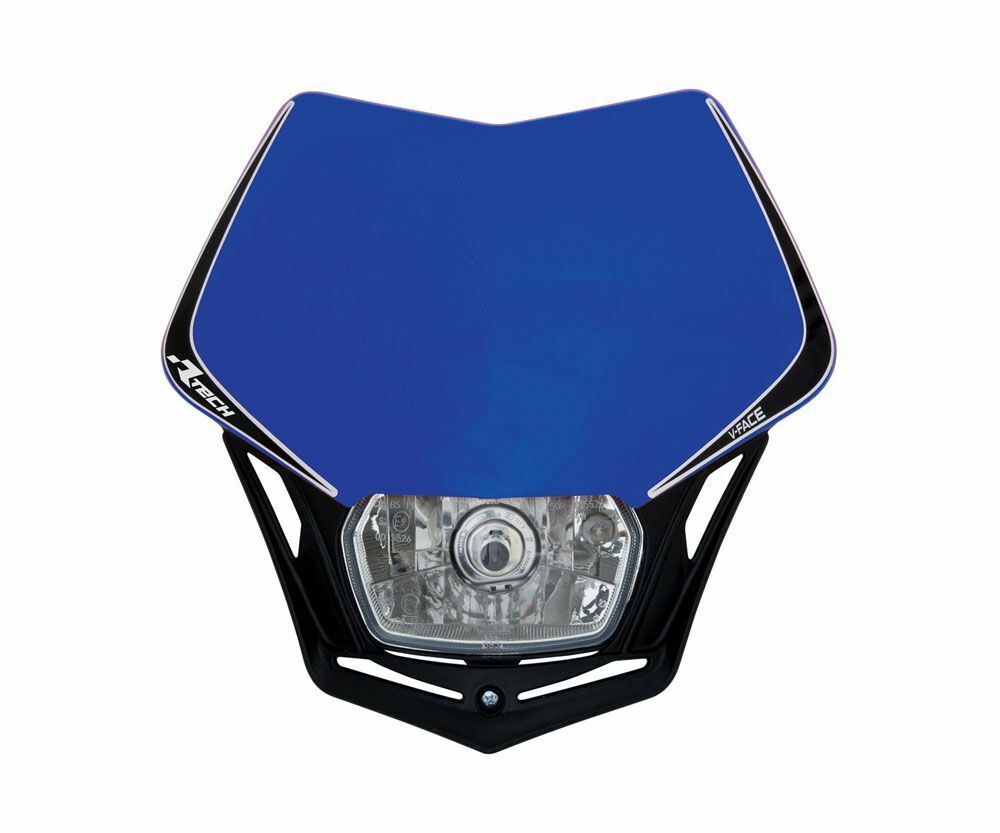 Mascherina portafaro moto cross enduro V-Face blu Racetech fanale faro a V RTech