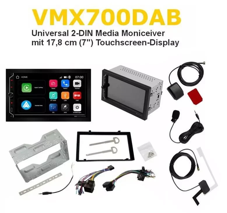 ESX VISION VMX700DAB Universal 2-DIN Media Moniceiver Autoradio mit 17,8 cm (7“)