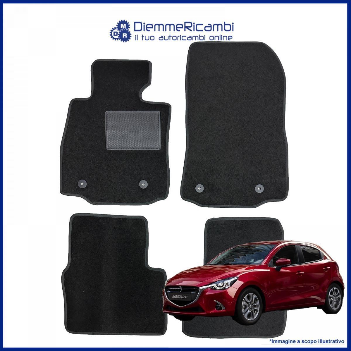 SERIE 4 TAPPETI - TAPPETINI IN MOQUETTE NERI PER MAZDA 2 II dal 2015 al 2020