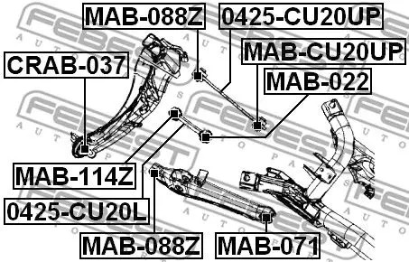 Boccola braccio oscillante anteriore CRAB-037 FEBEST per JEEP DODGE