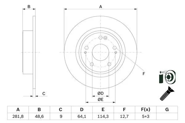 2x Disco freno pieno 0 986 479 F76 BOSCH per HONDA HR-V