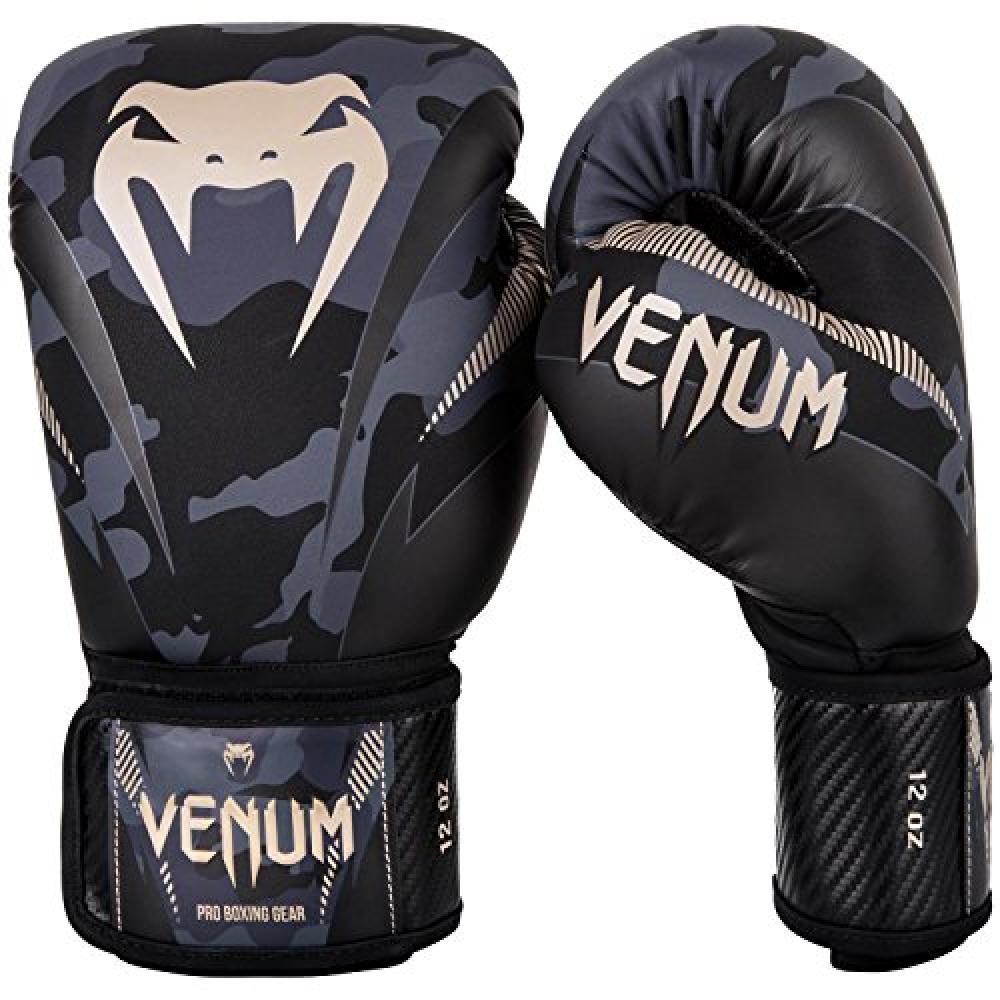 (TG. 10oz) Venum Impact, Guanti da Boxe Uomo, Camuffamento/Sabbia, 10oz - NUOVO