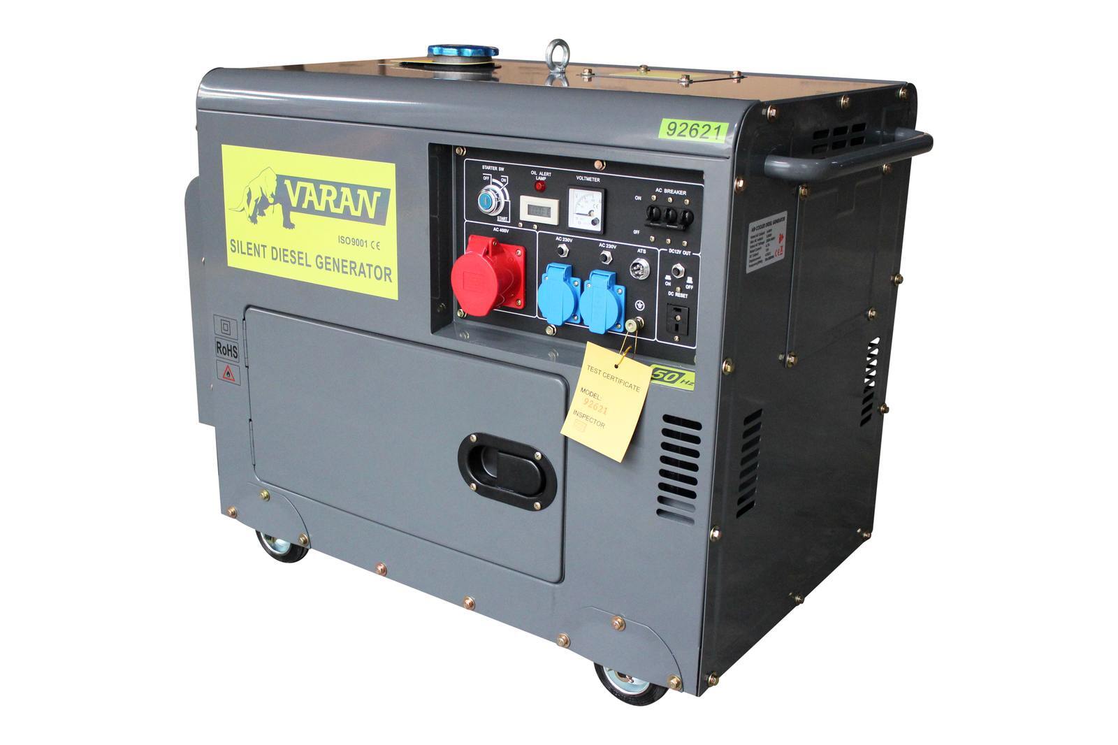 Generatore elettrico Diesel silenziato Gruppo elettrogeno 5.5 kVA, 400V, 230V