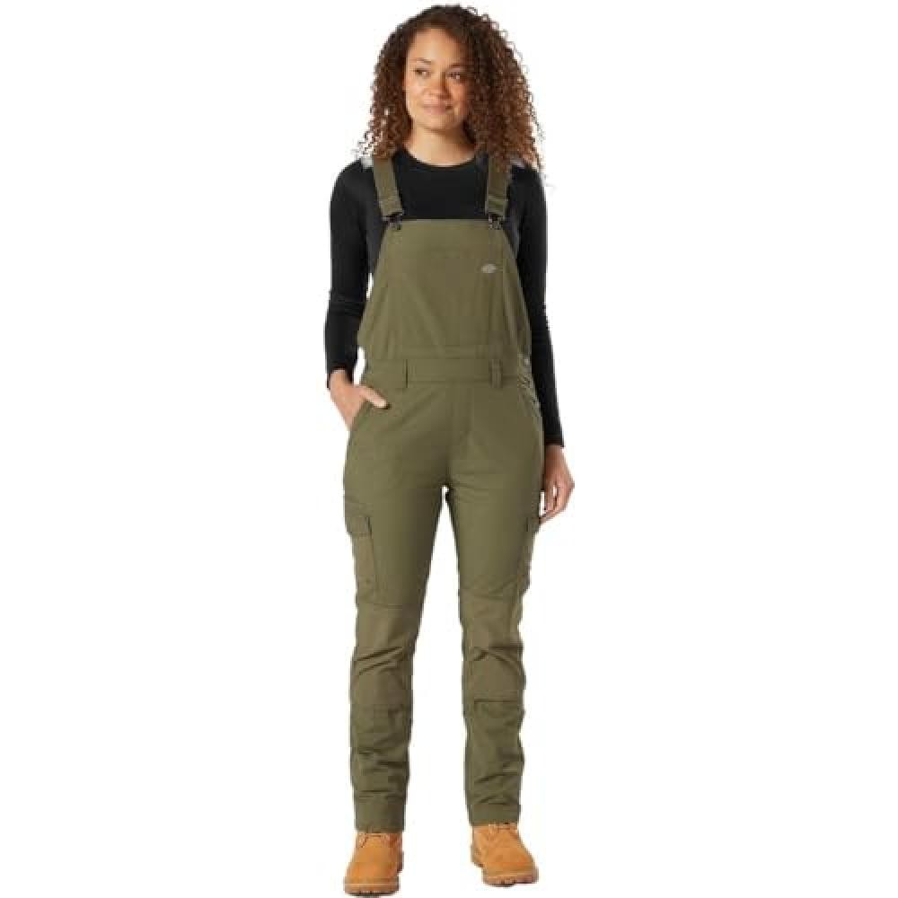 (TG. XS) Dickies Rinsed Utility Bib Overalls, Overall Donna, Verde (Rinsed Milit