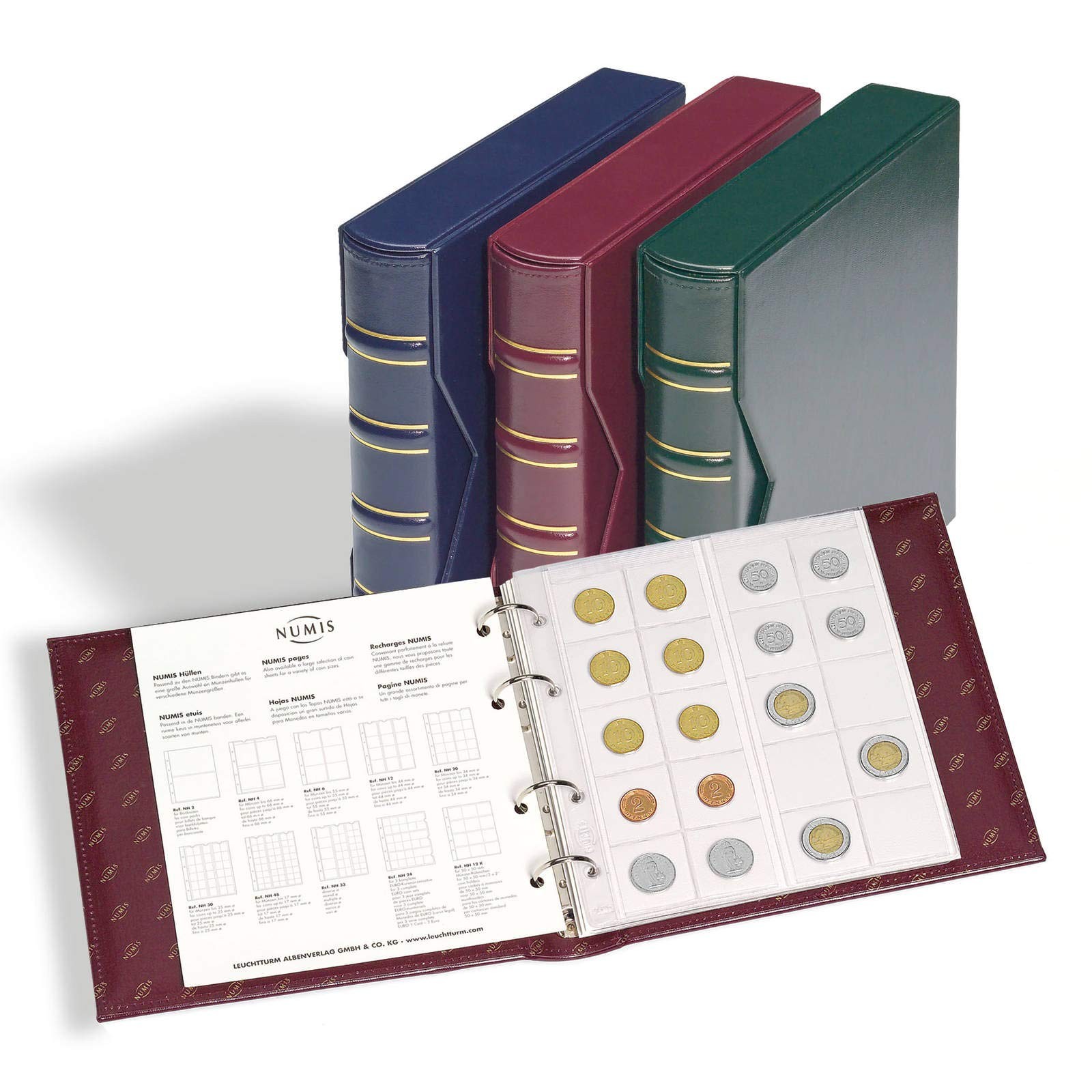 Leuchtturm 327836 Münzalbum Numis Classic - inkl. Schutzkassette & 5 Hüllen für