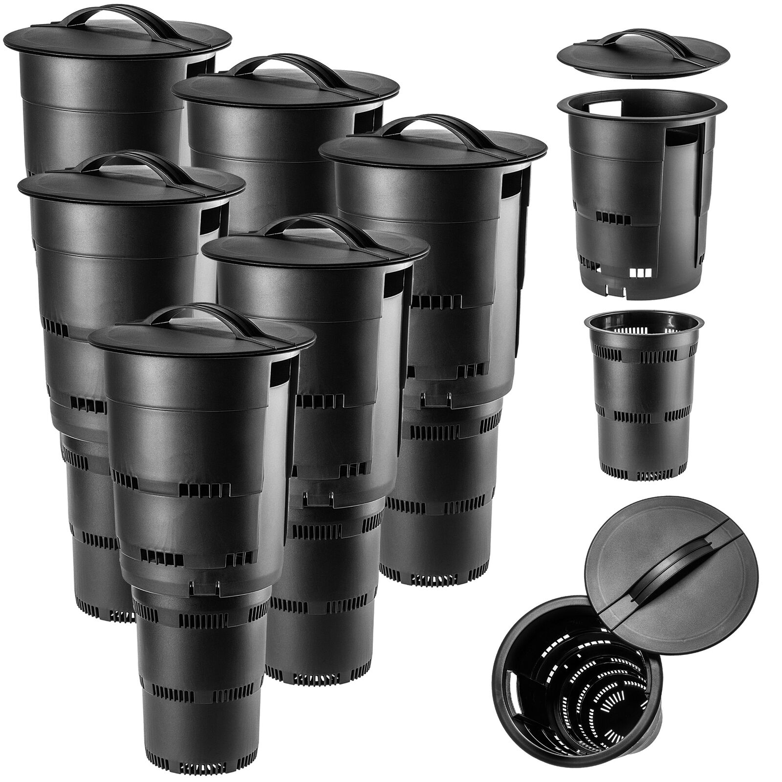 KADAX Compost per aiuole, compost da giardino sotterraneo in plastica 6 pezzi...