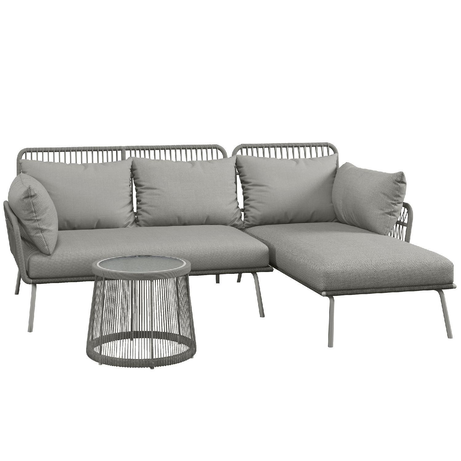 VivaGarden Set da Giardino Divano con Chaise Longue e Tavolino Grigio R5450LG
