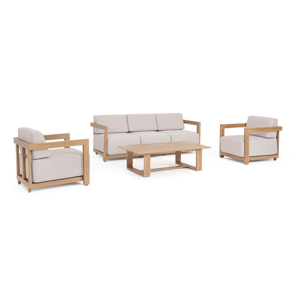 Set Salotto Da Esterno Alluminio 5 Posti Con Cuscini Theseus Naturale Bizzotto