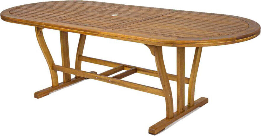 Tavolo Giardino Ovale Allungabile 180/240x100 cm Acacia AC805084-DB Vivagarden