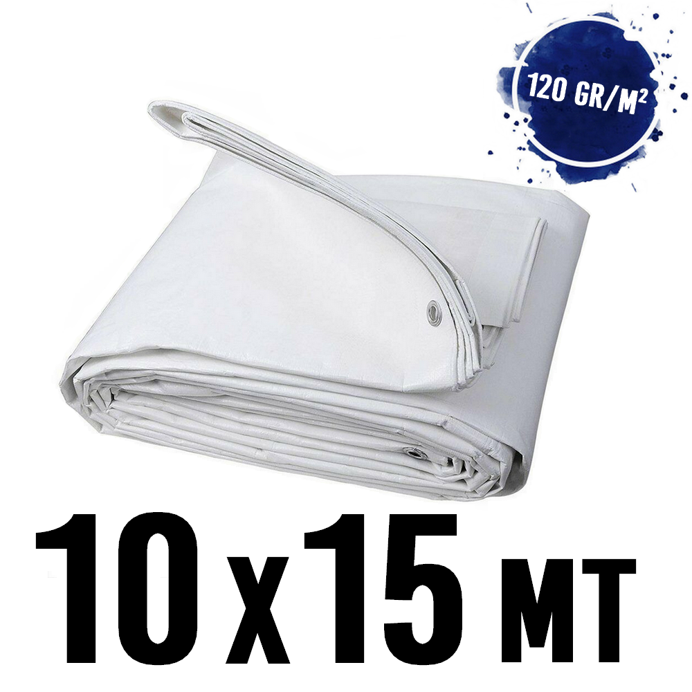 Telo telone occhiellato impermeabile mt 10x15 BIANCO 120 gr/m²