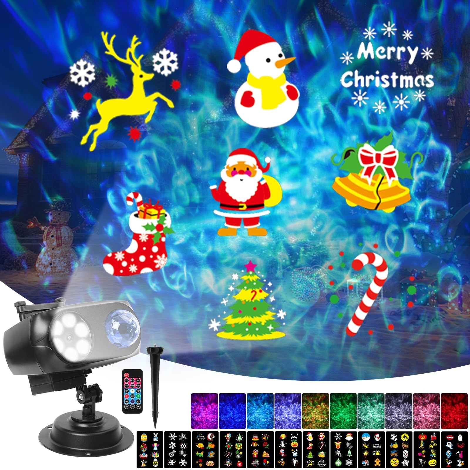 Proiettore Luci Natale, Proiettore Luci Natale Esterno 12 Diapositive (d2J)