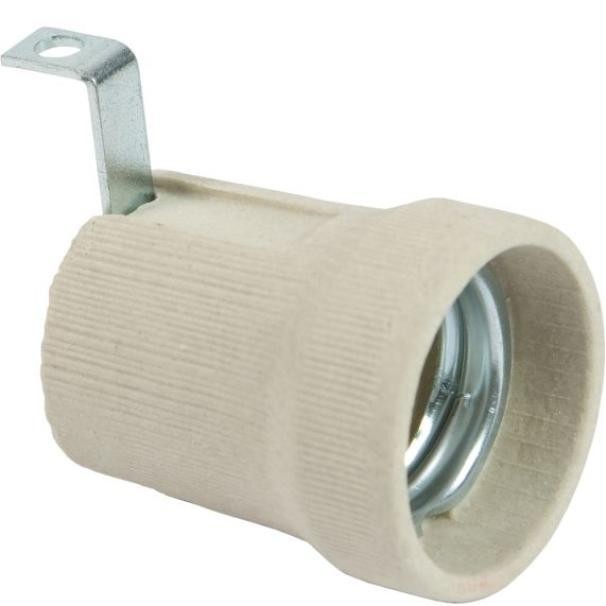 Portalampada E27 in ceramica con staffa esterna colore bianco Fanton 62836