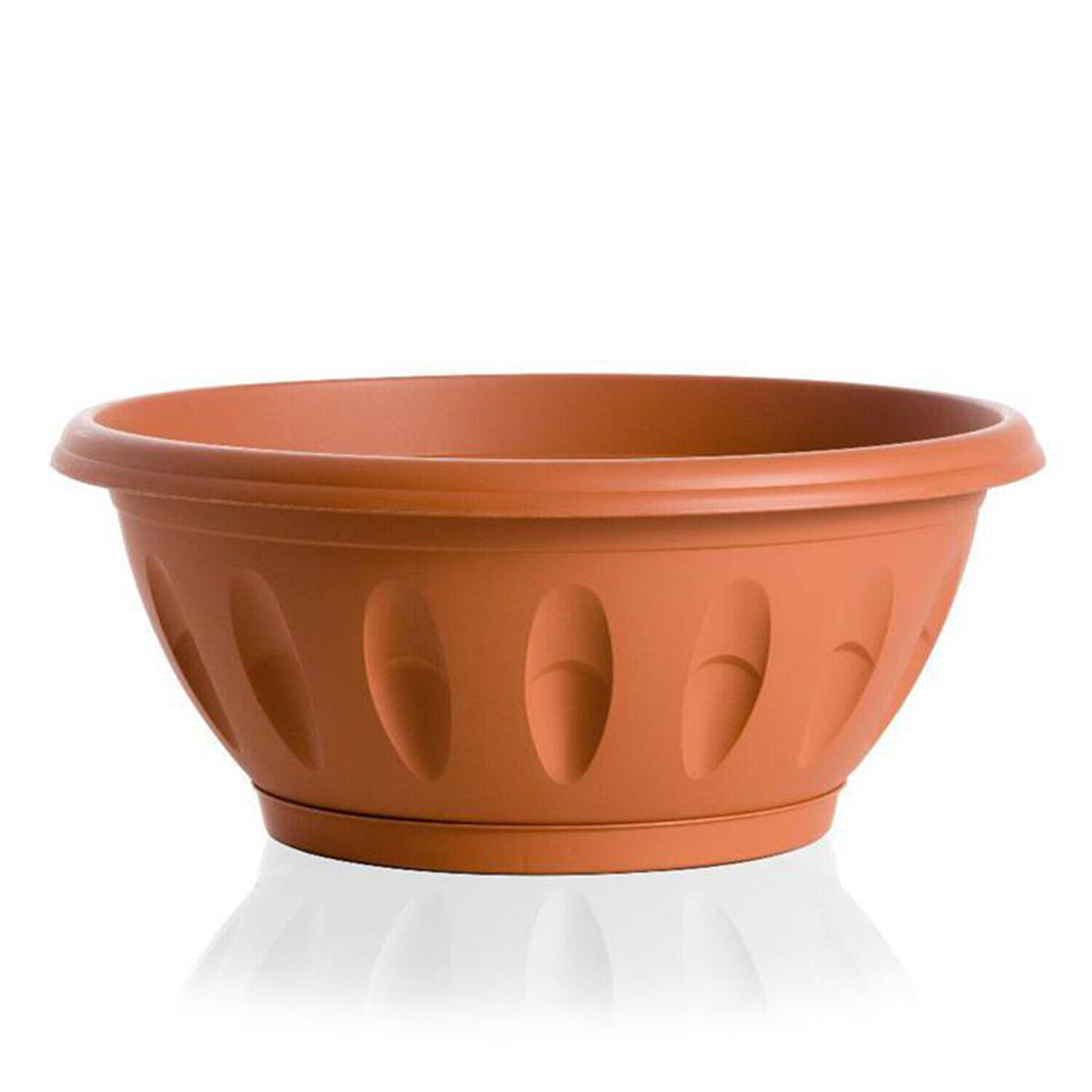 Vaso Ciotola Alba Rotondo Basso Plastica Terracotta con Sottovaso CM.25 LT.10