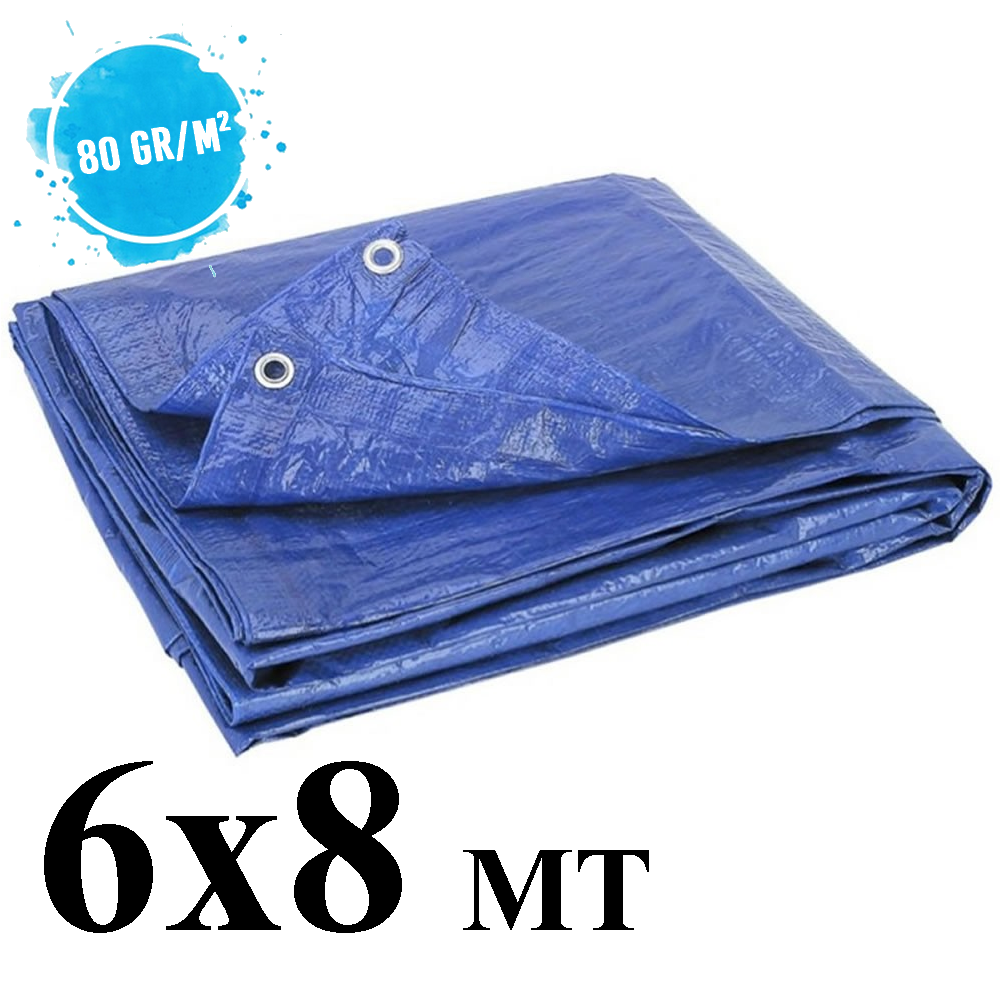 Telo occhiellato impermeabile mt 6x8 blu 80 gr/m² - roulotte e...