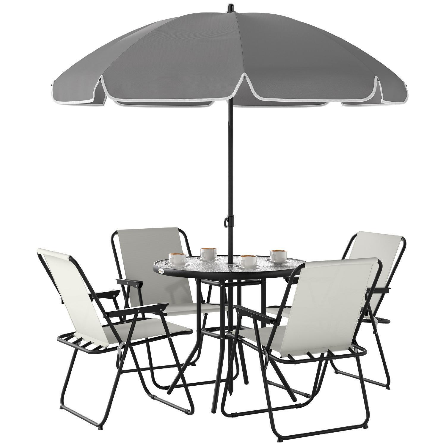 VivaGarden Tavolo da Giardino con 4 Sedie ed Ombrellone Multicolore R5320CW