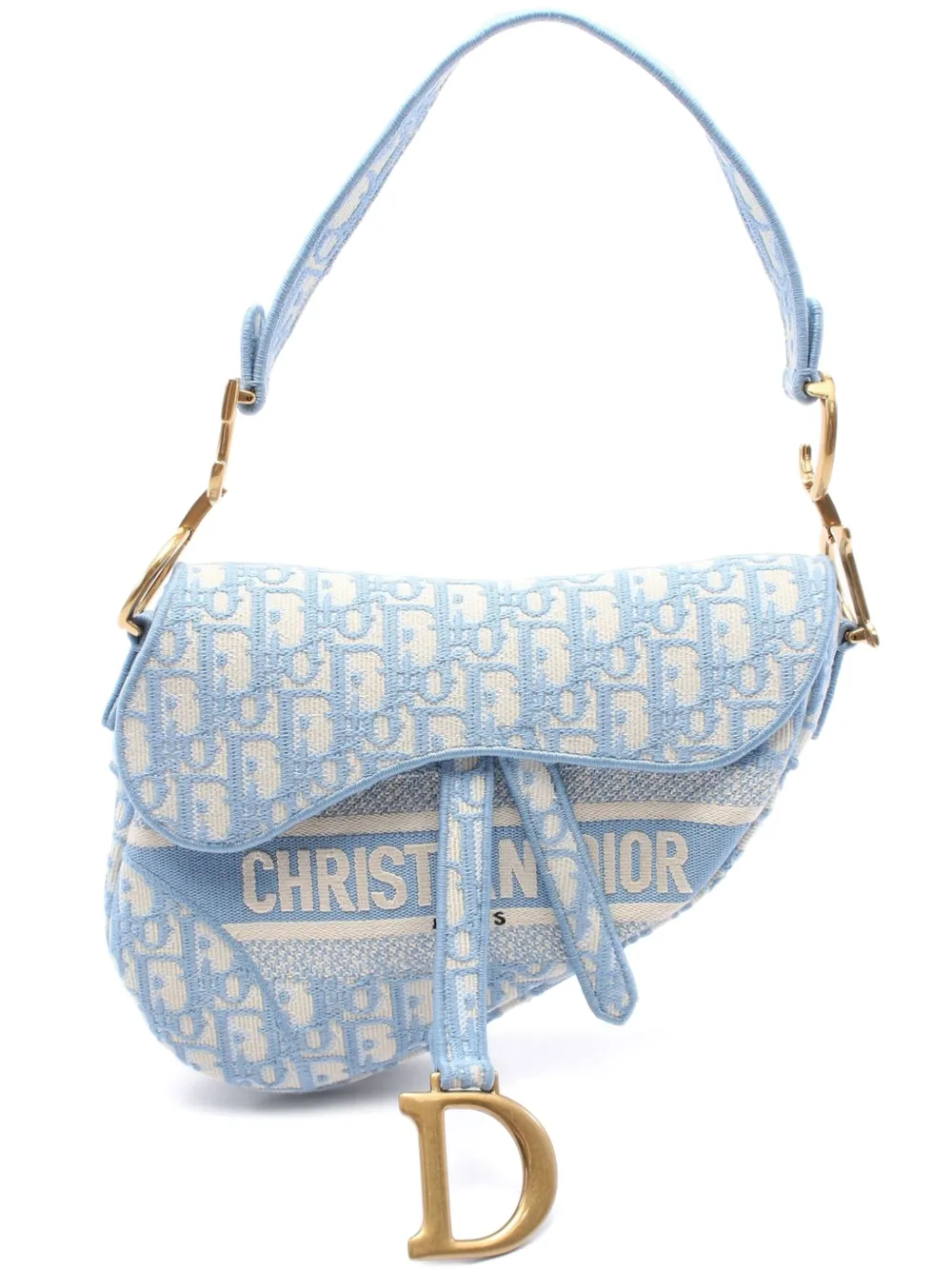 Christian Dior Pre-Owned Borsa a mano Oblique Saddle anni 2020 - Blu