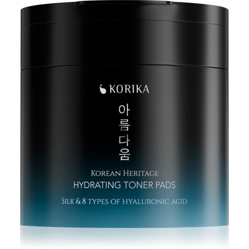 Korika Korean Heritage Silk & 8 Types Of Hyaluronic Acid Hydrating Toner Pads Dischetti Detergenti Effetto Idratante 70 Pz