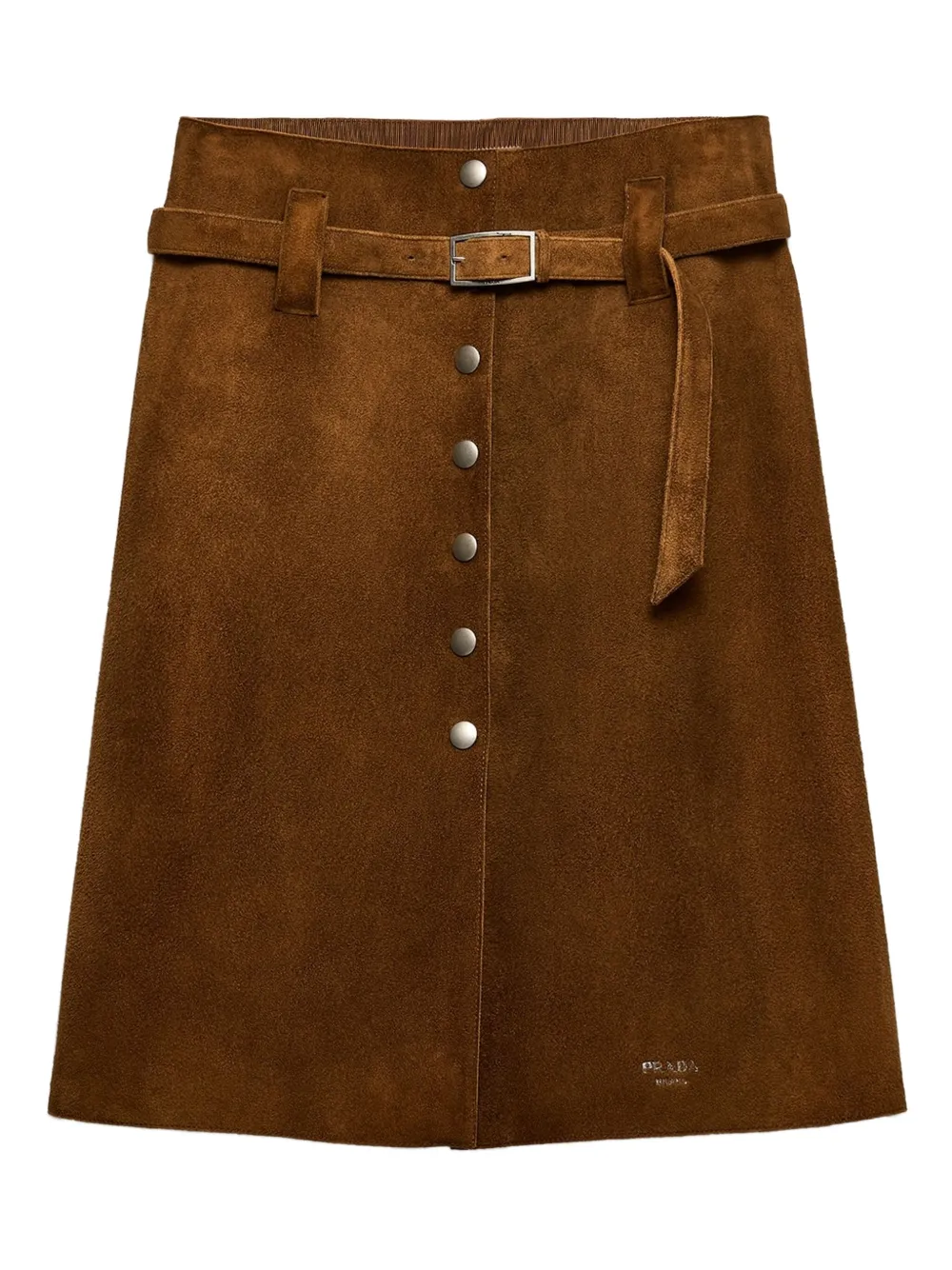 Prada button-front suede skirt - Marrone
