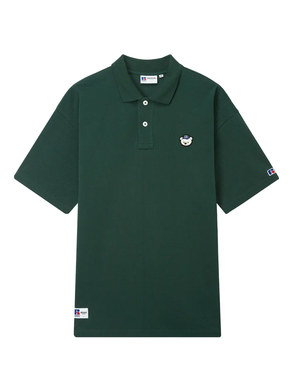 CHOCOOLATE x Russell Athletic logo-patch polo shirt - Verde
