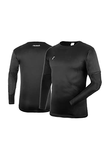 Reusch Torhüter Goalkeeping Jersey Padded Junior Maglietta Da Portiere Da Calcio A Maniche Lunghe, Imbottita, Nero/Argento, 164 Bambini E Ragazzi