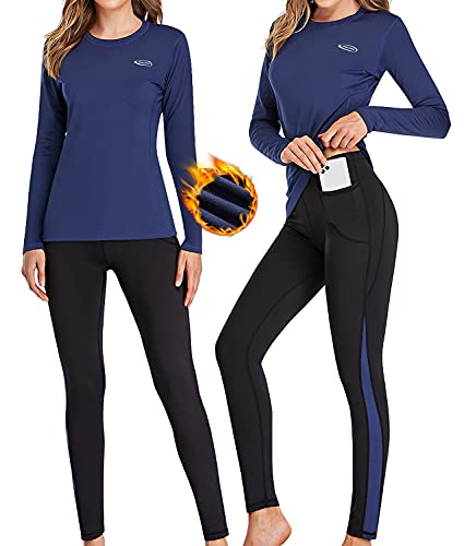 Amguten Biancheria Intima Termica Donna Biancheria Funzionale Donna Con Funzione Quick Dry Sportiva Set Di Biancheria Intima Base Layer Traspirante Ri