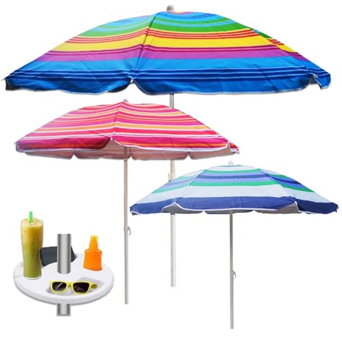 Maury'S Ombrellone Da Spiaggia Glamour + Tavolino Per Ombrellone In Colorazione Assortita Per Una Protezione Solare Elegante E Resistente (Sorrento As