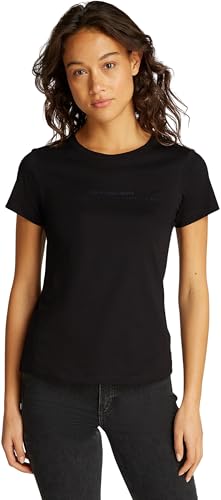 Calvin Klein Donna T-Shirt Maniche Corte Institutional Graphic Slim Fit, Nero (Ck Black), M