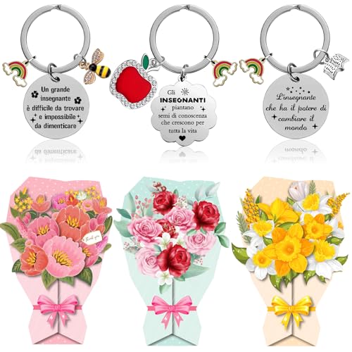 3 Pezzi Regalo Portachiavi Maestra Fine Anno, Maestra Portachiave Maestre Idee Regalo Per Insegnante Professoressa Portachiavi Insegnanti Originale Re
