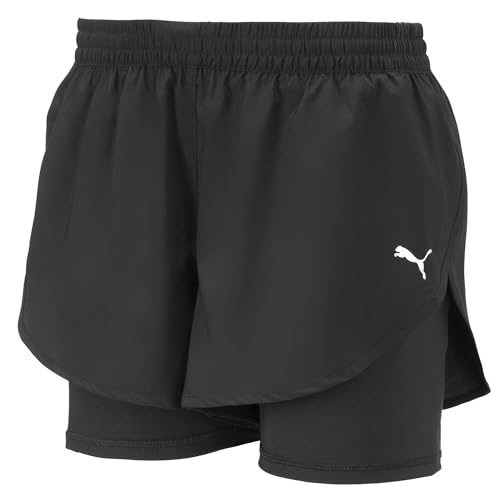 Puma 2 En 1 Run Short W Corto, Schwarz, Xs Donna