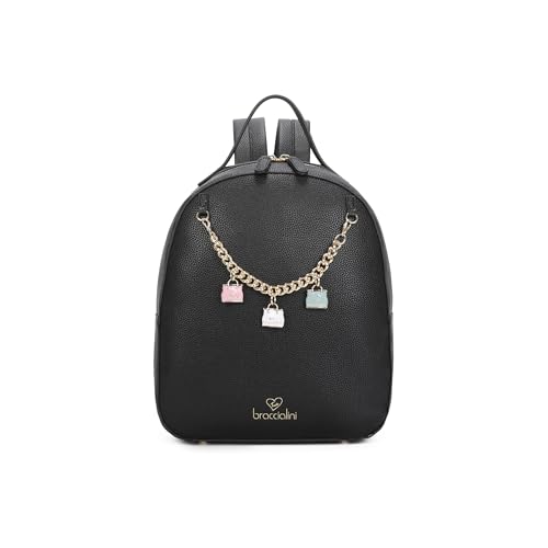 Braccialini Beth Zaino In Similpelle Di Colore Argento, All'Interno Una Pochette Totalmente Estraibile. Il Modello È Arricchito Da Una Catena Removibi