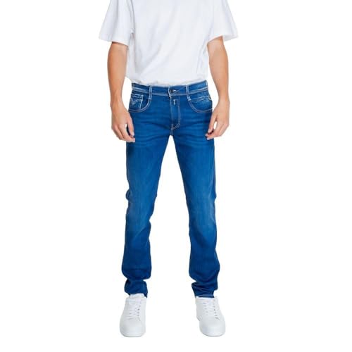 Replay Anbass Hyperflex Eco Plus Jeans, 009 Blu Medio, 40W X 34L Uomo