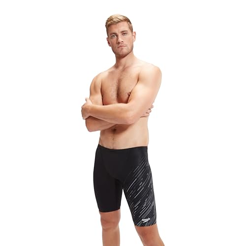 Speedo Hyperboom V-Cut Aquashort, Nero/Grigio, 40 Uomo