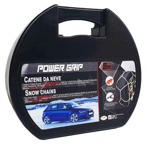 Power Grip - Catene Da Neve 9Mm | Montaggio Facile Con Tensore Auto-Bloccante | Omologate Tüv E Gs | Compatibile Con Varie Misure Di Pneumatici, 9 Mm