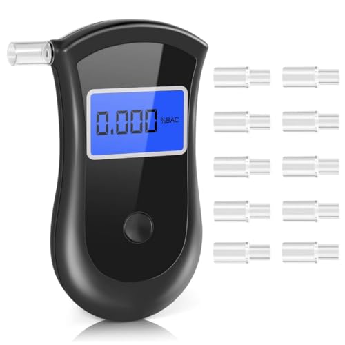 Etilometro Portatile Certificato Aggiornato 2025, Etilometro Con Display Digitale Lcd, Alcoltest Portatile Domestico, Etilometro Con 10 Bocchini Per I