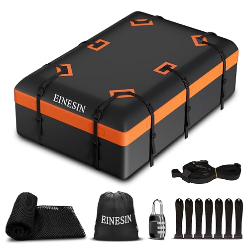 Einesin Box Da Tetto Auto 600L - Borsa Da Tetto Impermeabile Portapacchi Pieghevole Con Tappetino Antiscivolo Gancio Porta E Cinghie Di Rinforzo, Box