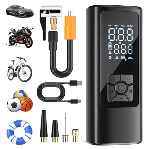 Hovvida Compressore Ad Aria Portatile, Portable Electric Air Compressor 150 Psi (10,3 Bar) 5V, Inflazione Rapida, Spegnimento Automatico, 5200 Mah, Le