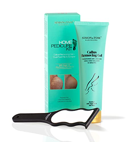Simon&Tom - Home Pedicure Kit - Formato Gel - Elimina I Calli E Le Durezze - Migliora I Talloni Screpolati - Con Argan Bio - Tea Tree Oil -Aloe Vera-V