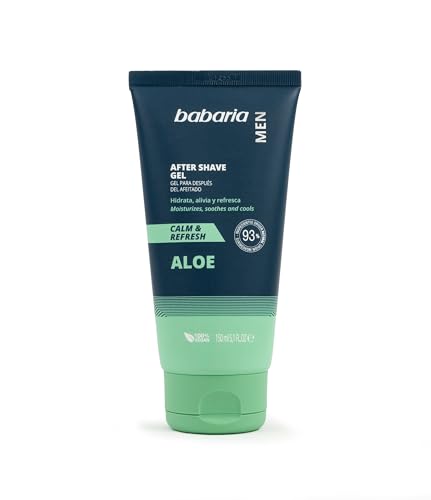 Babaria - After Shave Gel, Gel Después Del Afeitado, Refrescante, Hidratante Y Calmante, Contiene Aloe, Apto Para Todo Tipo De Pieles, Hombre, Vegano