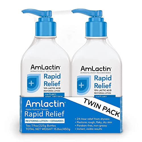 Amlactin Rapid Relief Restoring Lotion + Ceramides Twin Pack, (2) 7.9 Ounce Bottles, Paraben Free
