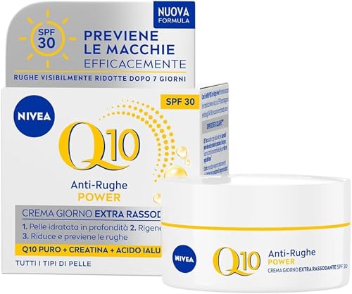 Nivea Q10 Anti-Rughe Power Crema Giorno Extra Rassodante Spf 30 50 Ml, Crema Viso Antirughe E Idratante, Crema Viso Acido Ialuronico, Coenzima Q10 E C