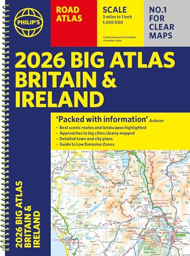 2026 Philip'S Big Road Atlas Of Britain & Ireland: (A3 Spiral Bound)