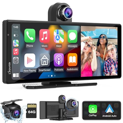 2025 Carpuride W903 Console Multimediale Portatile Carplay E Android Auto Smart Con Videocamera Anteriore E Di Backup Da 4K, Registrazione In Loop, Au