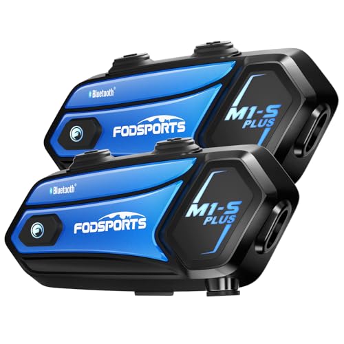 Fodsports M1-S Plus Interfono Moto Con Condivisione Musica,Auricolare Casco Bluetooth Coppia,2000M Sistema Di Comunicazione Casco,Fino A 10 Persone, A