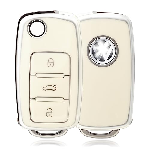 Offcurve Custodia Chiavi Auto Guscio Chiave, Cover Chiave Copri Chiavi Telecomando 3 Tasti Adatto Per Vw Volkswagen Polo Golf 4/5/6 Multivan T5 Caddy