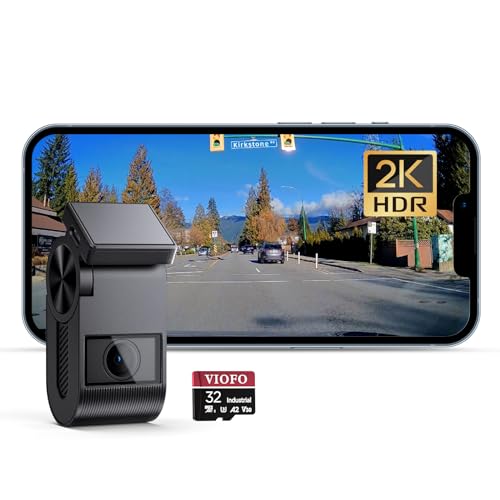 Viofo Vs1 Mini Dash Cam 2K Frontale Sensore Starvis 2, Scheda Da 32 Gb Integrata, Wi-Fi 5Ghz, Controllo Vocale, Dash Camera 2560 X 1440P Per Auto, Gps
