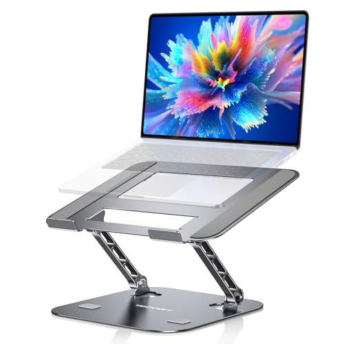 Tecknet Supporto Pc Portatile, Porta Laptop Stand Alluminio Regolabile, Pieghevole Ergonomico Supporto Portatile Notebook Scrivania Compatibile Con Tu