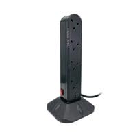 2M 8 Way Surge Protected Uk - Socket Tower Block With Usb-A An
