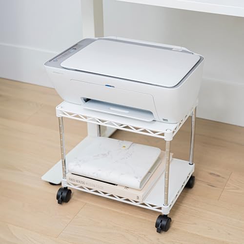 Zbrands Carrellino Con Ruote Porta Stampante (Bianco, Mini) – Carrello Portaoggetti Con Ruote E Supporto Stampante – Mobile Stampante Salvaspazio – Su
