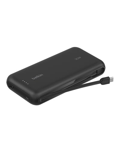 Belkin Caricabatteria Portatile, Power Bank 20K Pd 30 W Con Cavo Integrato, Ricarica Rapida Usb-C Power Delivery, Caricabatteria Portatile Per Iphone