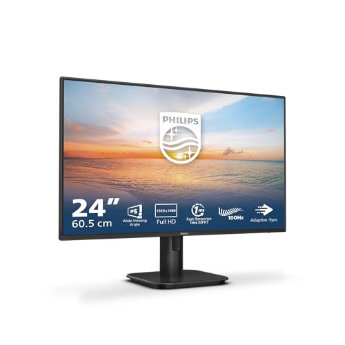 Philips 24E1N1100A Monitor 24" 100Hz Frameless Ips Fhd (1920X1080), 1Ms (Mprt), Altoparlanti Integrati, Vga, Hdmi, Attacco Vesa, 2023, Nero, Altoparla